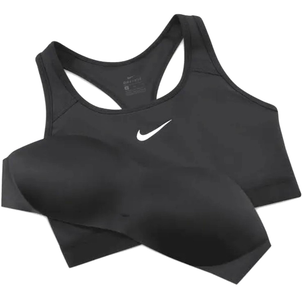 Nike Women’s Indy Padded Sports Bra Large Black White Swoosh Athletic Racerback